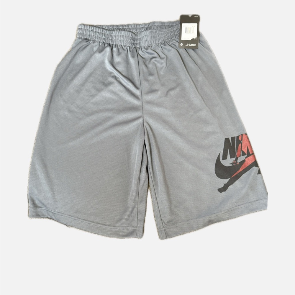 Nike Kids Gray Shorts with Red Swoosh